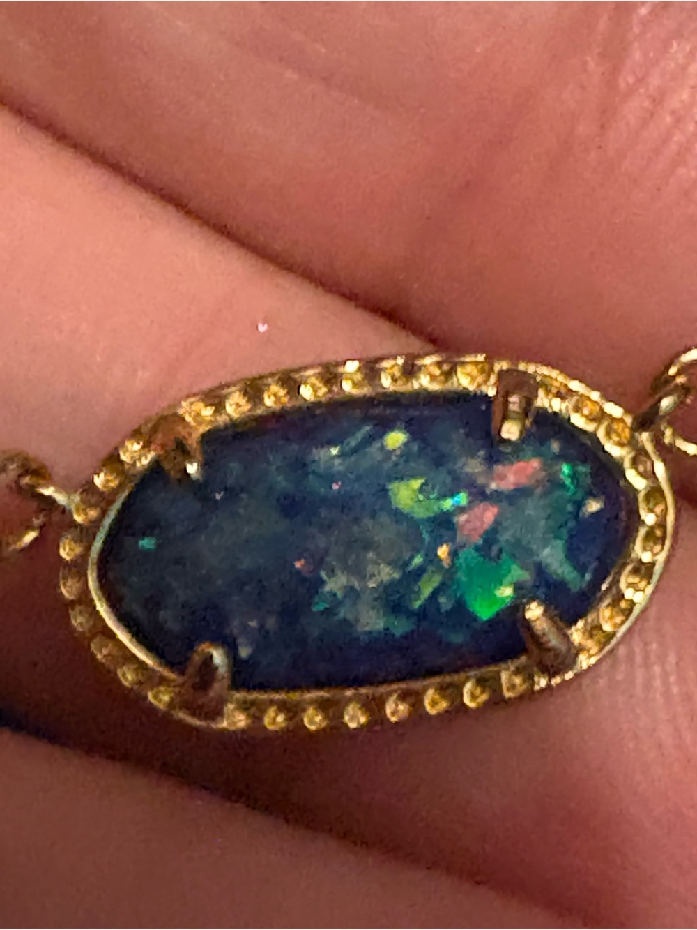 Kendra Scott Blue-Green Opal Gold Necklace